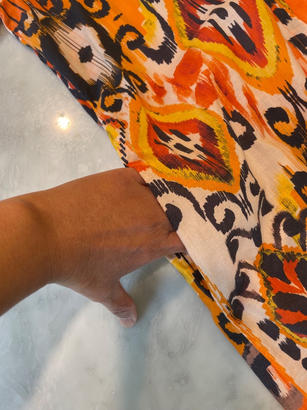 Santorini Ikat Print Cotton Button-Down Shirt Dress with Pockets Size 4 (EU 36) - Picture 6 of 11